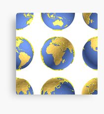 Earth globes vector pattern Canvas Print