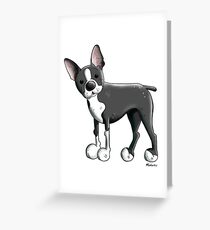 Cute Boston Terrier Dog Cartoon Greeting Card