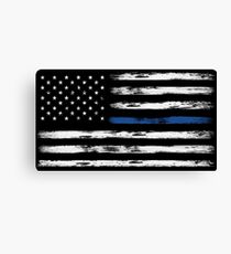 Blue Line (White) Canvas Print