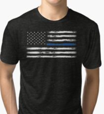 Blue Line (White) Tri-blend T-Shirt