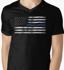 Blue Line (White) Men's V-Neck T-Shirt