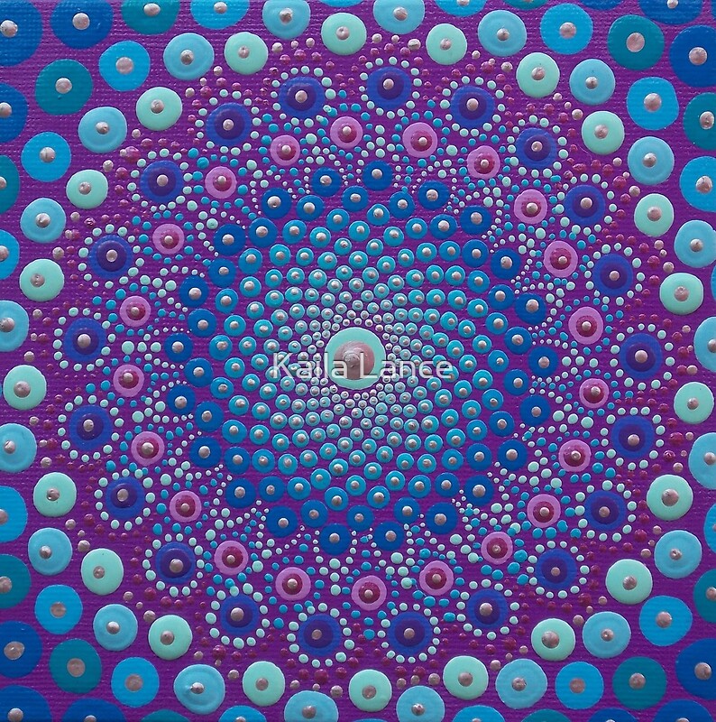 "Purple and Blue Dot Mandala" by Kaila Lance Redbubble