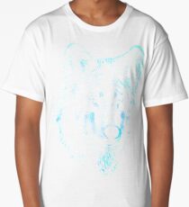 Wolf face blue light art Long T-Shirt