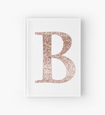 B rose gold glitter monogram letter Hardcover Journal
