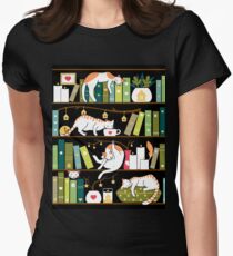 Camiseta entallada Gatos de la biblioteca