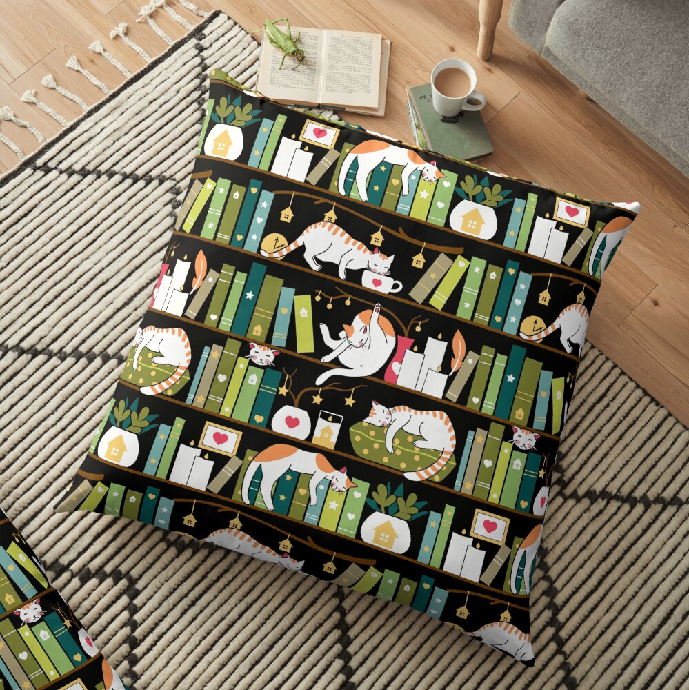 Library cats Floor Pillow