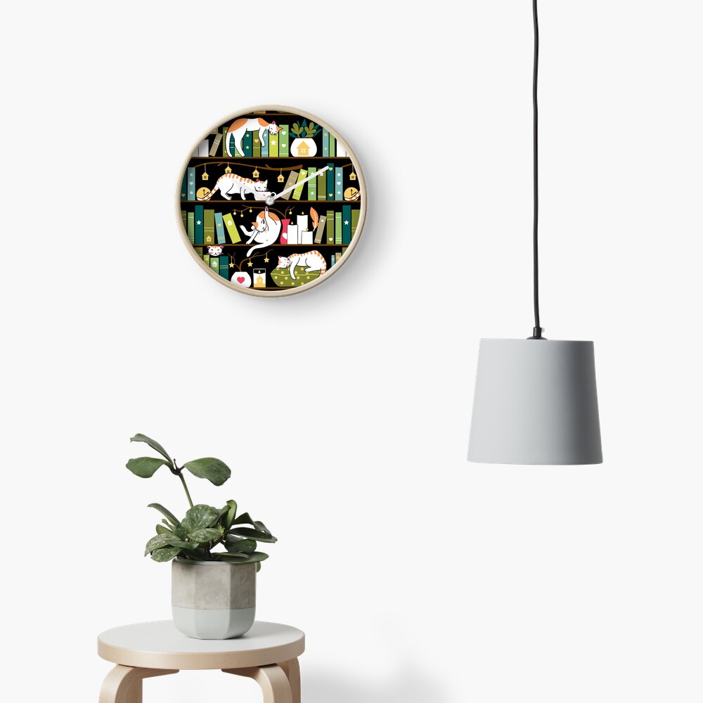 Library cats Clock