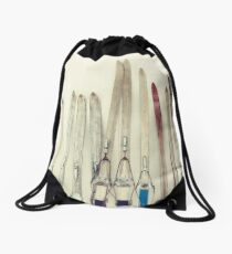 Retro Skis Drawstring Bag