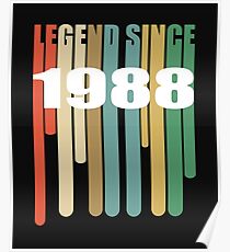 30th Birthday Retro Design - Legend Since 1988 Poster