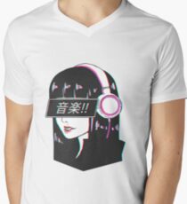 Music! - Sad Japanese Aesthetic Men's V-Neck T-Shirt