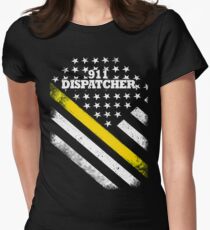 911 Dispatcher Thin Gold Line Flag Women's Fitted T-Shirt