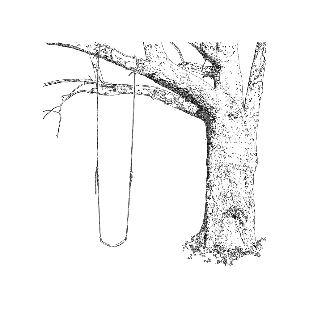 "tree and swing, drawing black and white" by dnparker Redbubble