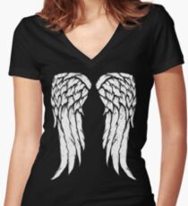 Daryl Dixon Wings - Zombie Women's Fitted V-Neck T-Shirt