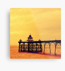 Clevedon Pier, seaside at sunset in Somerset Metal Print