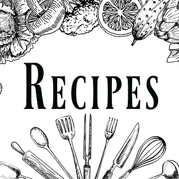 Recipes Book In Black And White Journal and Notebook Only Hardcover  Journal for Sale by CJ Anderson