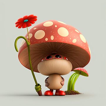 Impression rigide avec l'œuvre « champignon d'été. Dessin de