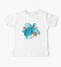 Sea Turtle with Flowers Baby Tee