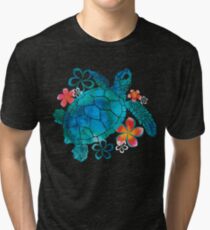Meeresschildkröte mit Blumen Vintage T-Shirt