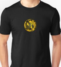 Black and Yellow Yin Yang Koi Fish Unisex T-Shirt