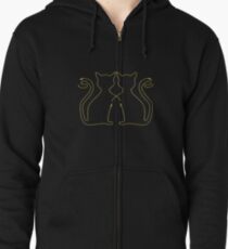 Black Cats Zipped Hoodie
