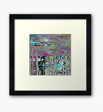 Glitch psychedelic background. Old TV screen error. Framed Print