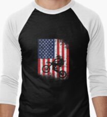 American Flag Motocross Dirtbike Baseball Âľ Sleeve T-Shirt