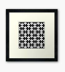 PUZZLE1 BLACK MARBLE & WHITE LINEN Framed Print