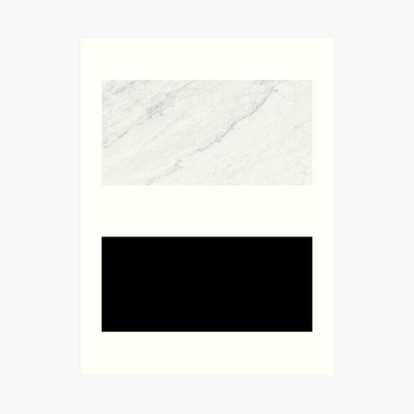 Marble Black White Color Block Modern Geometry Art Print