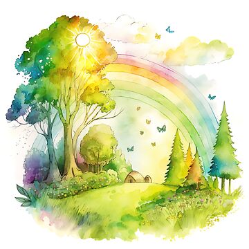 Kids draw rainbow happy little artists painting Vector Image