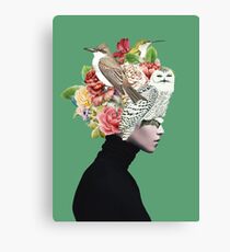 Lady with Birds(portrait) 2 Canvas Print