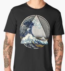 Vintage Hokusai Mount Fuji Great Tsunami Wave Japanese Geometric Manga Shirt Men's Premium T-Shirt