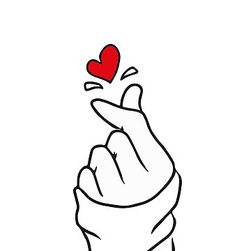 Cute drawing of a woman's hand doing the heart sign
