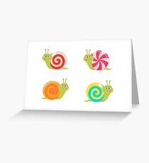 Cute Cartoon Candy Snails Greeting Card