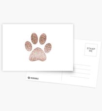 Sparkling rose gold paw print Postcards