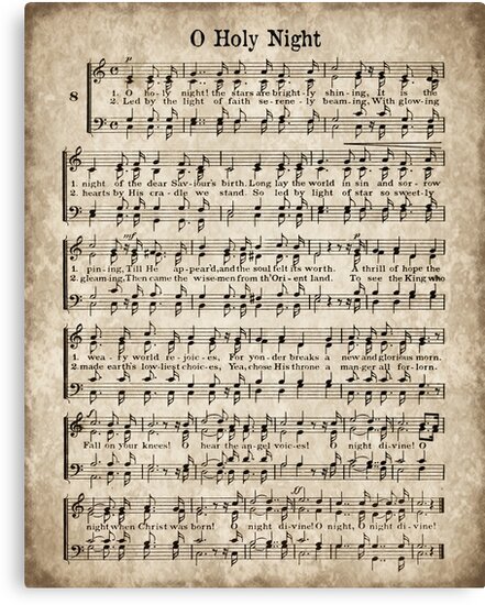 "O Holy Night Vintage Christmas Hymn Music" Canvas Print by DownThePath | Redbubble