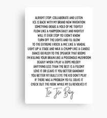 Ice ice baby Vanilla Ice Hip Hop lyric mucis classic Canvas Print