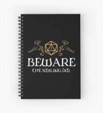 Cuaderno de espiral Cuidado con el juego de rol de mesa DM de 20 caras sonrientes Fallo crítico Fallo