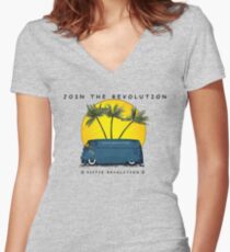 Hippie Revolution Panel Van Women's Fitted V-Neck T-Shirt