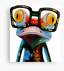 Hipster Frog Nerd Glasses Canvas Print