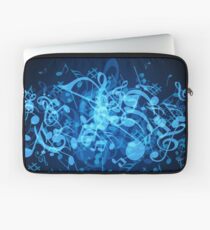 Blue Glow Music Notes Laptop Sleeve