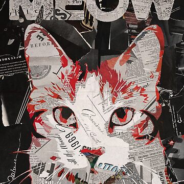 cat paper collage art figure #11