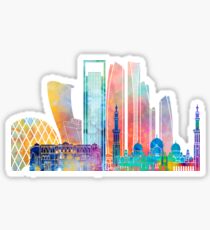 Abu Dhabi V2 landmarks watercolor poster Sticker