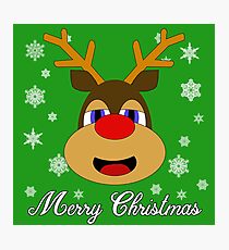 Reindeer Merry Christmas Photographic Print