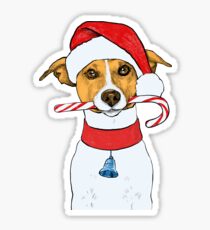 Pegatina Lindo Jack Russel Puppy Christmas Dog