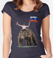 Putin Vodka Bear Tracksuit Hardbass Women's Fitted Scoop T-Shirt