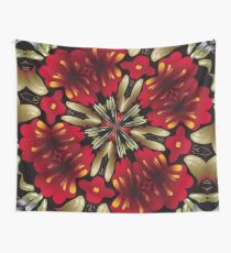 Tropical Red Mandala Kaleidoscope Wall Tapestry