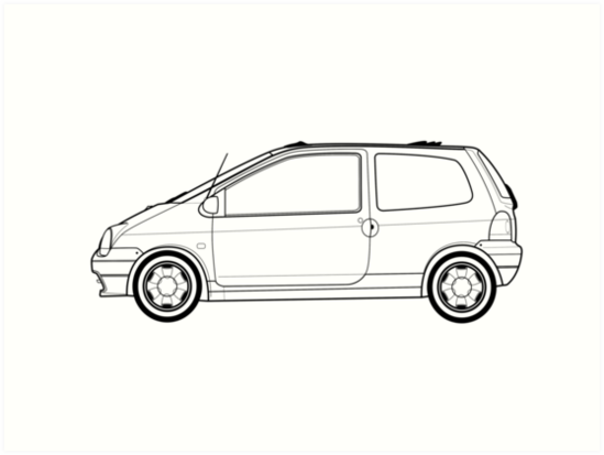 "Renault Twingo Outline Artwork (single Car)" Art Print by