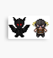 Dragonborn & Alduin pixel art Canvas Print