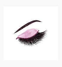 Glittery burgundy lashes illustration Photographic Print