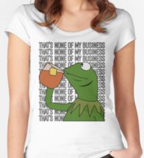 Kermit Sipping Tea Meme King but That's None of My Business 2 Women's Fitted Scoop T-Shirt